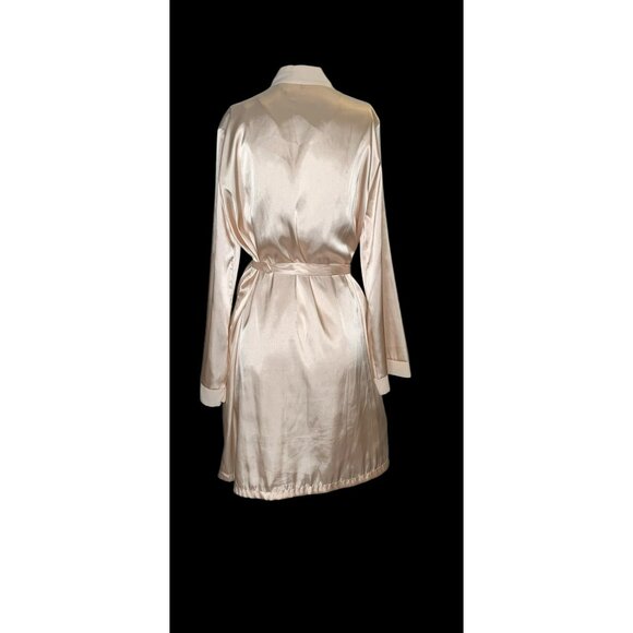 Vtg Linea Donatella Pink Satin Embroidered Lace Robe & Chemise Slip Dress Set S - Picture 10 of 12